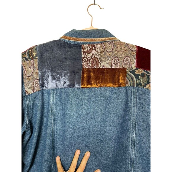 Hearts Of Palm Embellished Jean Jacket Paisley Plush Womens 14 Button Down‎ - Picture 7 of 10